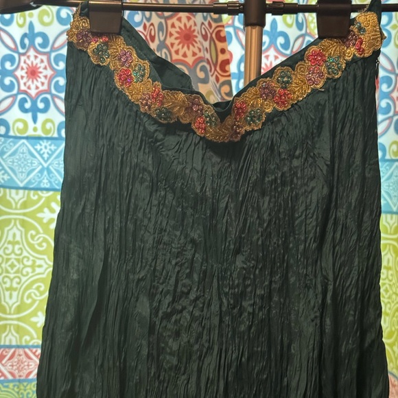 Chaudry Dresses & Skirts - Embellished Green Midi Skirt with side zipper